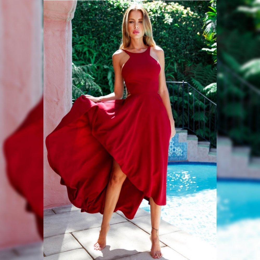 Red Strappy Back Hi-lo Maxi Dress GLAM 💎💎